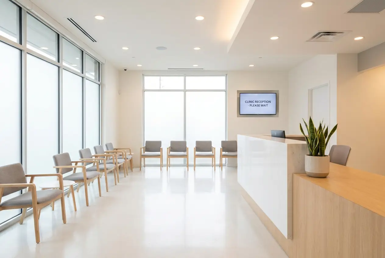 A spotless Montréal clinic treatment room cleaned to health standards by Clean Pandas