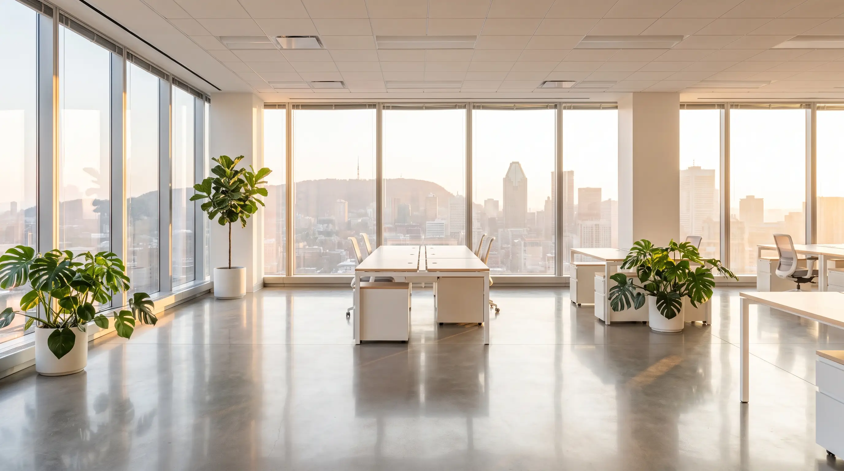 A bright, move-in ready office after a Clean Pandas post-construction clean
